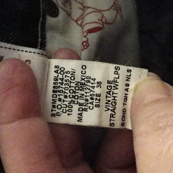 True Religion World Tour Vintage Straight Jean Pant Distressed Destroyed Size 38 - Picture 15 of 17